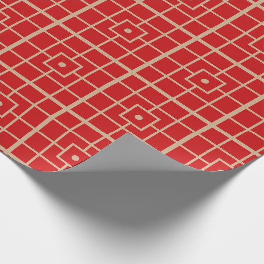 Traditionelles geometrisches Muster aus Rot und Go Geschenkpapier (Ecke)