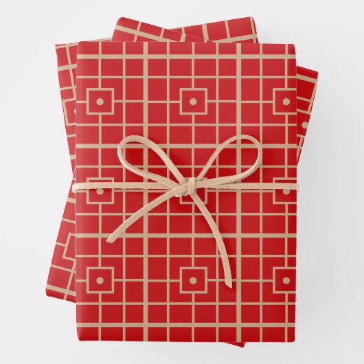 Traditionelles geometrisches Muster aus Rot und Go Geschenkpapier Set (Beispiel)