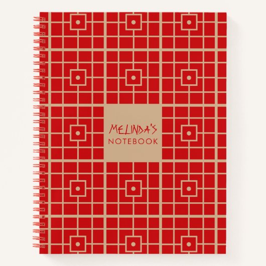 Traditionelles geometrisches Muster aus Rot und Go Notizblock (Vorderseite)