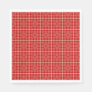 Traditionelles geometrisches Muster aus Rot und Go Serviette