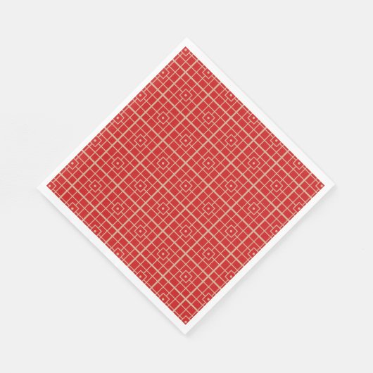 Traditionelles geometrisches Muster aus Rot und Go Serviette (Ecke)