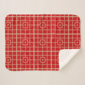 Traditionelles geometrisches Muster aus Rot und Go Sherpadecke (Vorderseite (Horizontal))