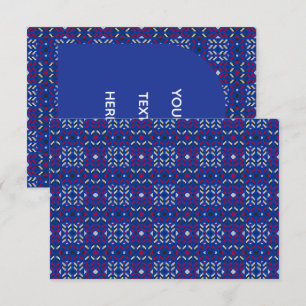 Traditionelles geometrisches Pixelmuster in Tiefbl Dankeskarte