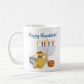 Traditionelles Glück Hanukkah Chag Sameach Menorah Kaffeetasse (Links)