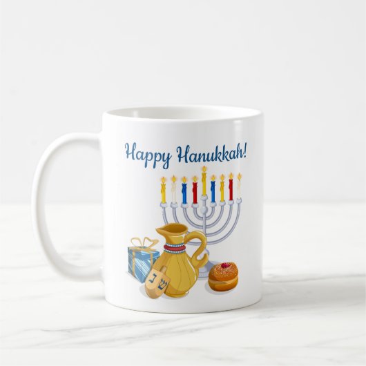 Traditionelles Glück Hanukkah Chag Sameach Menorah Kaffeetasse (Links)