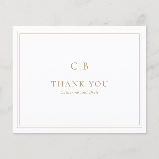 Traditionelles Gold Budget Hochzeit Dankeschön Kar (Vorderseite)