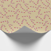 Traditionelles Gold Candy Cane Weihnachten Geschenkpapier (Ecke)