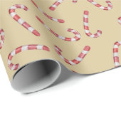 Traditionelles Gold Candy Cane Weihnachten Geschenkpapier (Rolleneckpunkt)