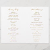 Traditionelles Gold formale Hochzeitsprogramm (Rückseite)