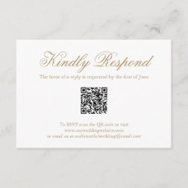 Traditionelles Gold formaler QR Code Elegante Hoch RSVP Karte
