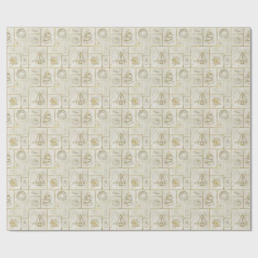 Traditionelles Gold Holiday Wrapping Paper Geschenkpapier (Flach)