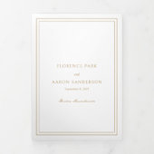 Traditionelles Gold QR Code Zeitlose Hochzeit Dreifach Gefaltete Einladung (Cover)