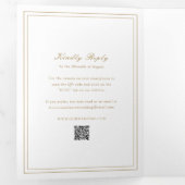 Traditionelles Gold QR Code Zeitlose Hochzeit Dreifach Gefaltete Einladung (Innen Erste Seite)