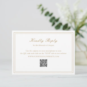Traditionelles Gold QR Code Zeitlose Hochzeit RSVP Karte