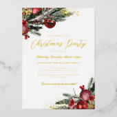 Traditionelles Gold Sparkle Foliage Weihnachtsgebä Folieneinladung (Vorderseite)