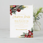 Traditionelles Gold Sparkle Foliage Weihnachtsgebä Folieneinladung (Stehend vorne)