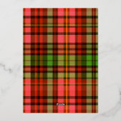 Traditionelles goldenes festliches Kariertes Weihn Folieneinladung (Rückseite)