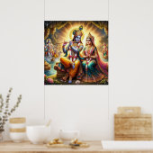 Traditionelles, göttliches Leben Radha Krishna Art Poster (Küche)