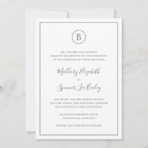 Traditionelles Graues Elegant in einer Hochzeit Einladung