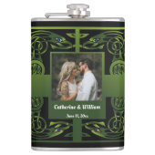 Traditionelles Green Irish Celtic Design Flachmann (Vorderseite)