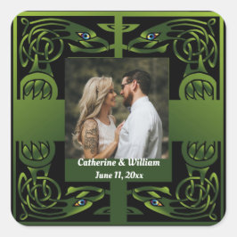 Traditionelles Green Irish Celtic Design Quadratischer Aufkleber