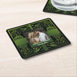 Traditionelles Green Irish Celtic Design Rechteckiger Pappuntersetzer