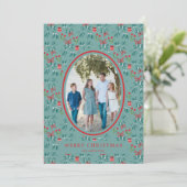 Traditionelles Green und Red Grand Millenial-Muste Einladung (Stehend Vorderseite)