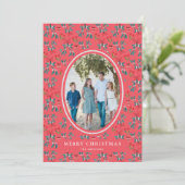 Traditionelles Green und Red Grand Millenial-Muste Einladung (Stehend Vorderseite)