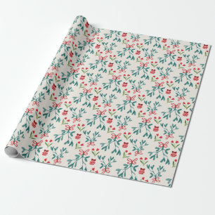 Traditionelles Green und Red Grand Millenial-Muste Geschenkpapier