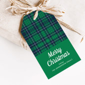 Traditionelles Grün Kariert frohe Weihnachten Geschenkanhänger