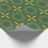 Traditionelles Grün und Gold Weihnachtsmuster Geschenkpapier (Ecke)