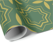 Traditionelles Grün und Gold Weihnachtsmuster Geschenkpapier (Rolleneckpunkt)