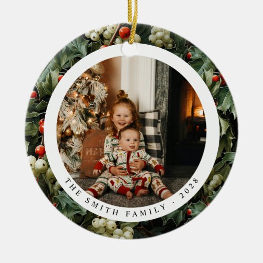 Traditionelles Grünes Heiliges Foto Keramik Ornament (Vorne)