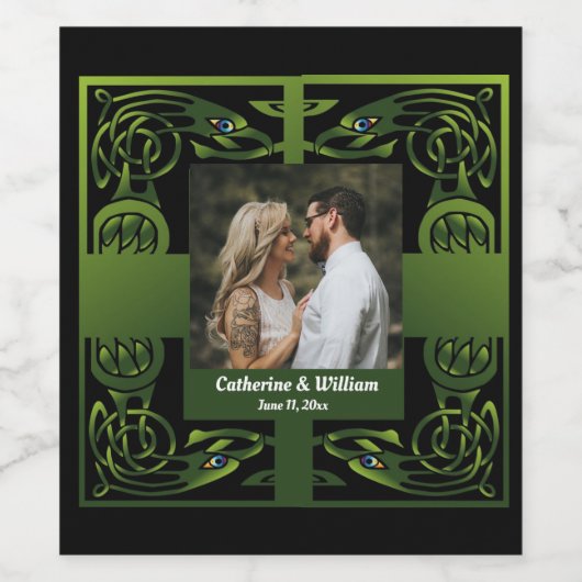 Traditionelles Grünes Irisches Celtisches Weinetikett (Einzelnes Label)