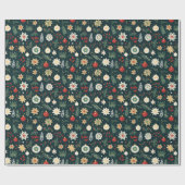 Traditionelles grünes Weihnachtsgeschmuckmuster Geschenkpapier (Flach)