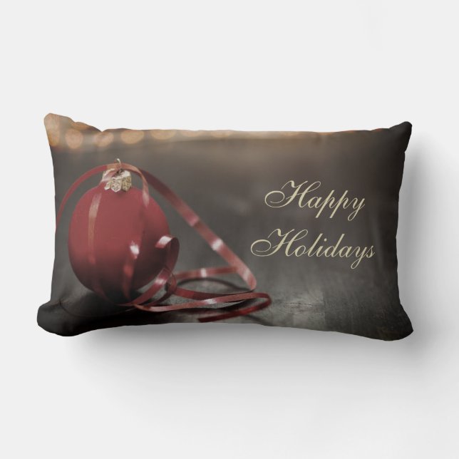Traditionelles Happy Holidays Design Lendenkissen (Vorderseite)
