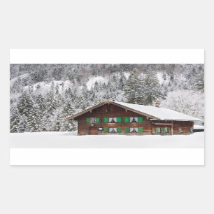 Traditionelles Haus in Bayern rechteckiger Aufkleb Rechteckiger Aufkleber