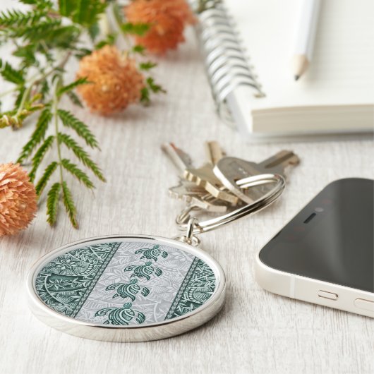 Traditionelles hawaiianisches Tapa und Honu Schlüsselanhänger (Seite)