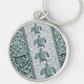 Traditionelles hawaiianisches Tapa und Honu Schlüsselanhänger (Vorne)