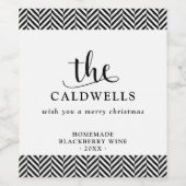 Traditionelles Herringbone hausgemachte weiße Weih Weinetikett (Einzelnes Label)