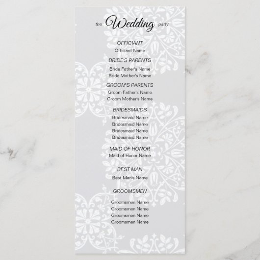 Traditionelles Hochzeitsprogramm für elegantes Fot Programm (Rückseite)