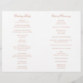 Traditionelles Hochzeitsprogramm für Rose in Rosa (Rückseite)