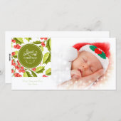 Traditionelles Holly Design Frohe Weihnachten Foto (Vorne/Hinten)