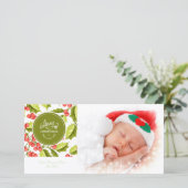 Traditionelles Holly Design Frohe Weihnachten Foto (Stehend Vorderseite)