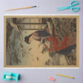 Traditionelles Holz Japan Mädchen mit Buch Seidenpapier (Basteln)