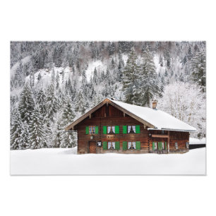 Traditionelles hölzernes Haus im Bayern-Foto Fotodruck
