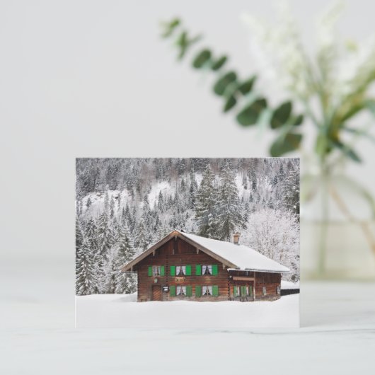 Traditionelles Holzhaus in Bayern Postkarte (Stehend Vorderseite)