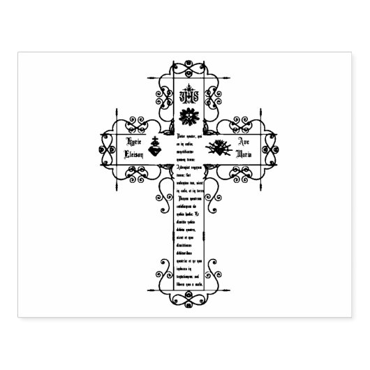 Traditionelles IHS-katholisches Gebet-Kreuz Gummistempel (Prägung)