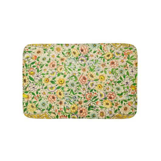 Traditionelles indisches Frühlingsblumendesign Badematte (Vorderseite)