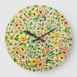 Traditionelles indisches Frühlingsblumendesign Große Wanduhr